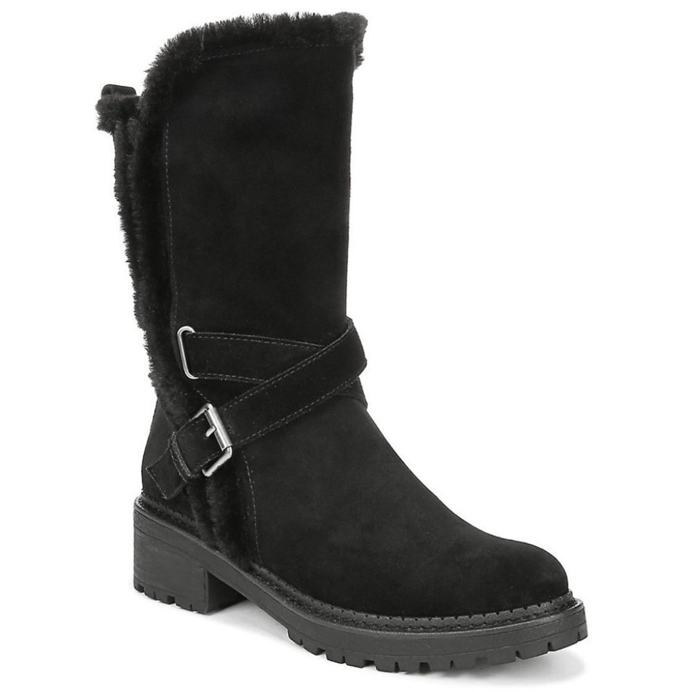 NEW Sam Edelman Jailyn Black Buckled Faux Fur‎ Boots Size 36 Shearling Sherpa 6